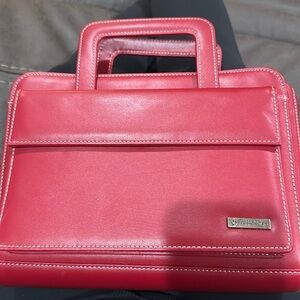 Franklin Covey red leather day planner from 2014